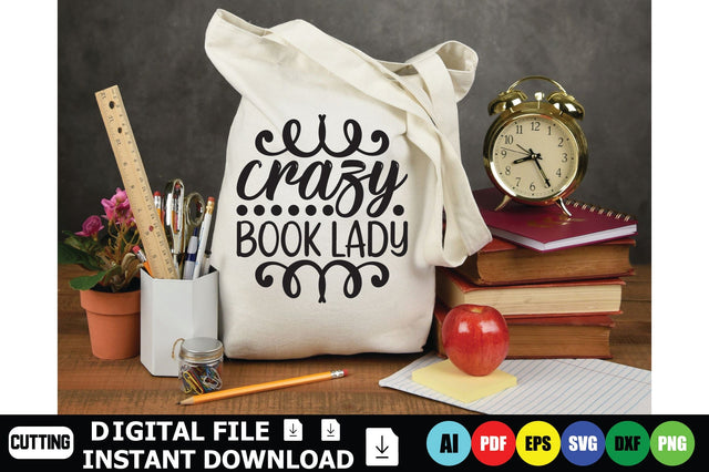 Crazy Book Lady SVG Shahin alam 