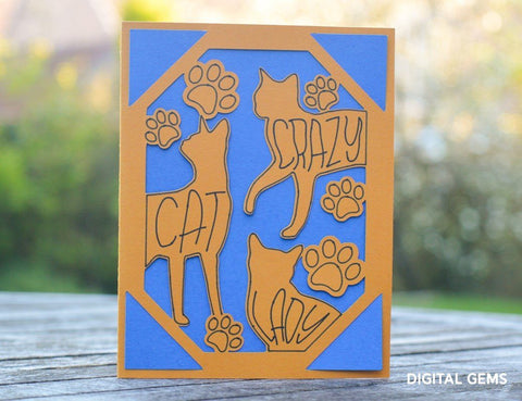 Crazy Cat Lady card design SVG Digital Gems 