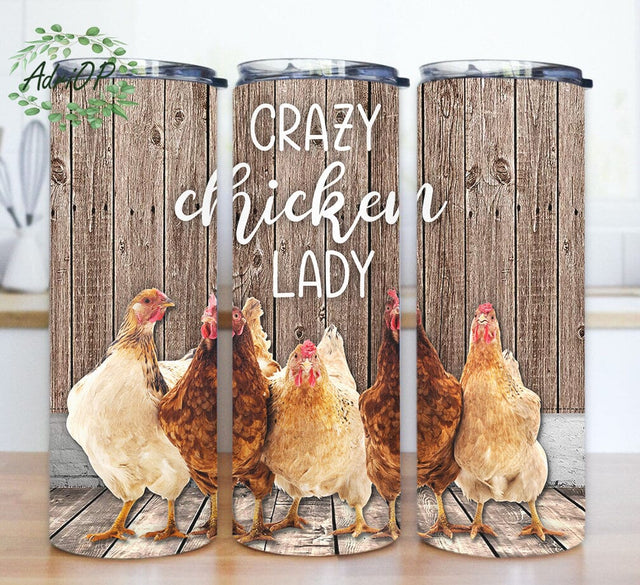 Crazy Chicken Lady 20oz Tumbler Png, Funny Chicken Tumbler Design, Animal Farm Design Png, Chicken Sublimation Design, Instant Download Sublimation AdriOP 