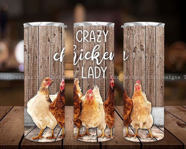 Crazy Chicken Lady Sublimation Tumbler Wrap Sublimation ToriDesigns 
