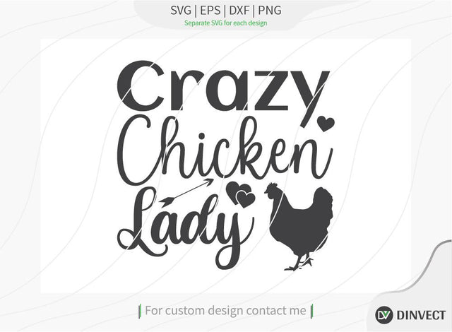 Crazy Chicken Lady SVG cut file, Kitchen SVG, Kitchen cut file, Baking svg, Funny SVG SVG Dinvect 