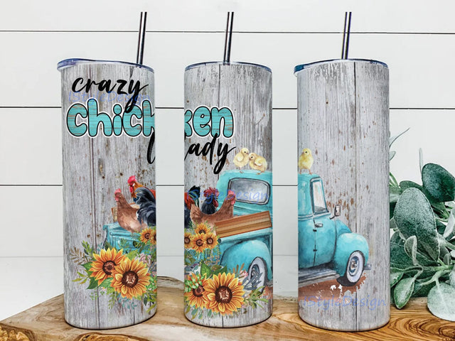 Crazy Chicken Lady Tumbler Png, Chicken 20oz Shinny Tumbler, Farm Truck Design Png, Animal Farm Tumbler Template, Chickens Sublimation Design, Instant Download Sublimation iStyleDesign 