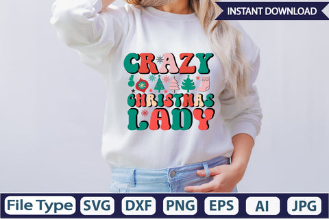Crazy christmas lady Retro Sublimation Design Sublimation DesignPlante 503 