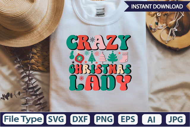 Crazy christmas lady Retro Sublimation Design Sublimation DesignPlante 503 