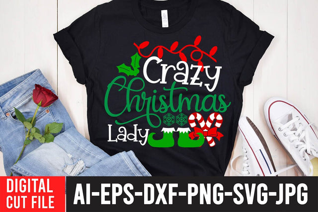 Crazy Christmas Lady SVG Cut File , Christmas PNG Design SVG BlackCatsMedia 