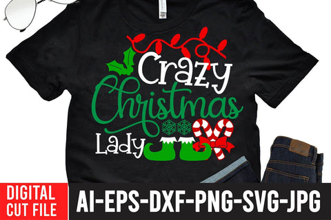 Crazy Christmas Lady SVG Cut File , Christmas PNG Design SVG BlackCatsMedia 