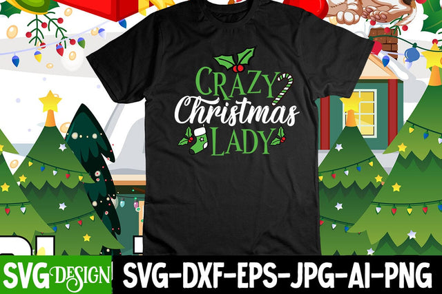 CRazy Christmas Lady SVG Cut File , CRazy Christmas Lady PNG , Christmas SVG Cut File SVG BlackCatsMedia 