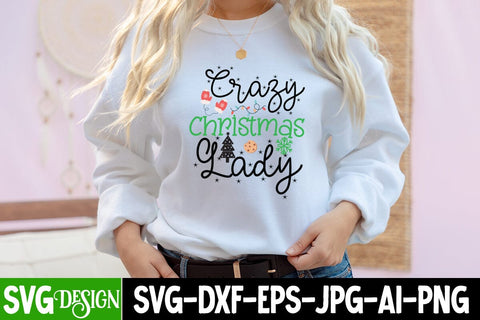 Crazy Christmas Lady SVG Cut File, Crazy Christmas Lady Sublimation Design, Christmas SVG Design, Christmas SVG Cut File, Christmas SVG Quotes, Merry Christmas SVG Design, Christnmas Sublimation PNG SVG BlackCatsMedia 