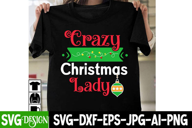 Crazy Christmas Lady SVG Cut File, Crazy Christmas Lady Sublimation Design PNG ,Christmas SVG Cut File, Christmas SVG Quotes, Merry Christmas SVG Design, Christnmas Sublimation PNG SVG BlackCatsMedia 