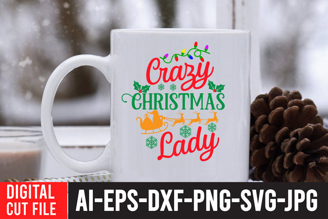 Crazy Christmas Lady SVG Cut File SVG BlackCatsMedia 