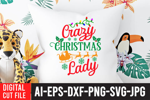Crazy Christmas Lady SVG Cut File SVG BlackCatsMedia 