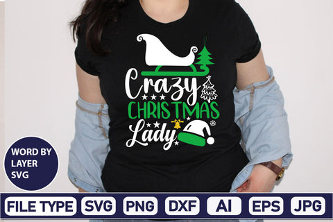 Crazy Christmas Lady SVG Cut File SVGs,Quotes and Sayings,Food & Drink,On Sale, Print & Cut SVG DesignPlante 503 