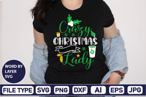 Crazy Christmas Lady SVG Cut File SVGs,Quotes and Sayings,Food & Drink,On Sale, Print & Cut SVG DesignPlante 503 