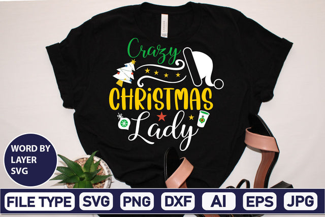 Crazy Christmas Lady SVG Cut File SVGs,Quotes and Sayings,Food & Drink,On Sale, Print & Cut SVG DesignPlante 503 