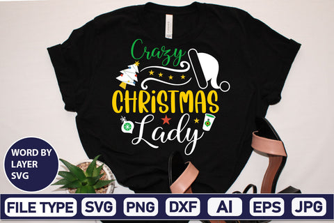 Crazy Christmas Lady SVG Cut File SVGs,Quotes and Sayings,Food & Drink,On Sale, Print & Cut SVG DesignPlante 503 