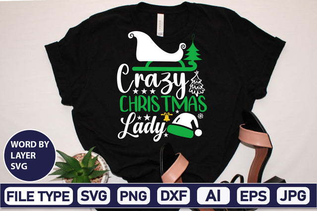Crazy Christmas Lady SVG Cut File SVGs,Quotes and Sayings,Food & Drink,On Sale, Print & Cut SVG DesignPlante 503 