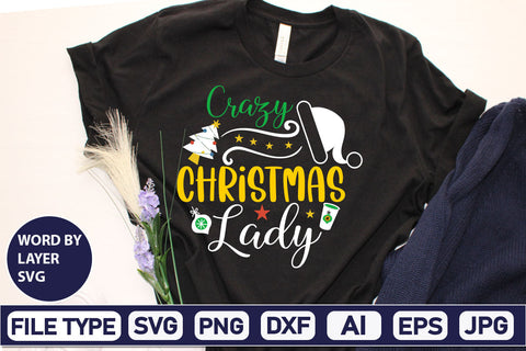 Crazy Christmas Lady SVG Cut File SVGs,Quotes and Sayings,Food & Drink,On Sale, Print & Cut SVG DesignPlante 503 