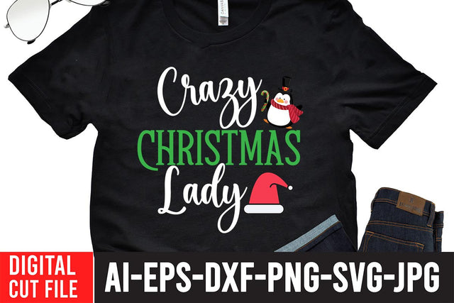Crazy Christmas Lady SVG Design SVG BlackCatsMedia 