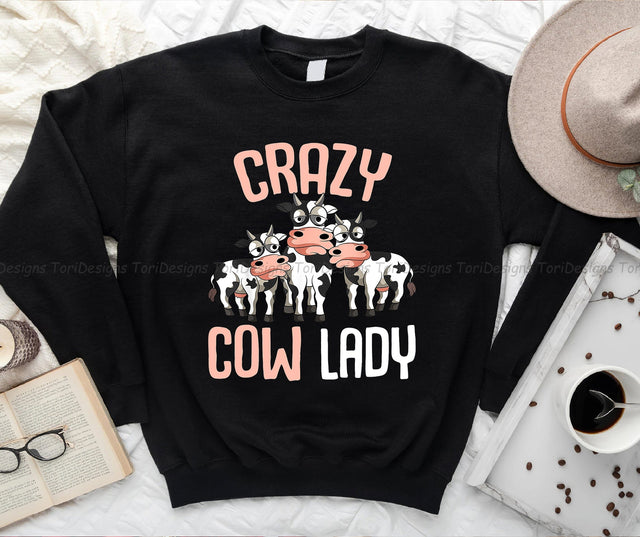 Crazy Cow Lady Cow PNG Sublimation Design Sublimation ToriDesigns 
