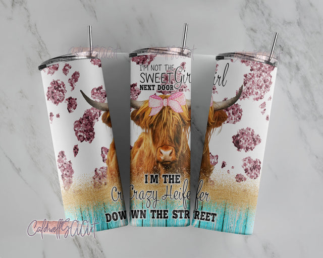 Crazy Cow Neighbor Down Street 2 File Png,Crazy Heifer Tumbler Png,Neighbor Down Street 20oz Skinny Tumbler,Crazy Cow Tumbler Sublimation CaldwellArt 