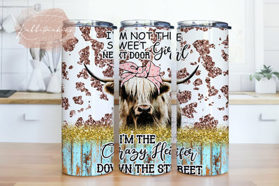 Crazy Cow Neighbor Down Street 20 oz Skinny Tumbler Sublimation Design Digital Download PNG Sublimation Rabbitmakies 