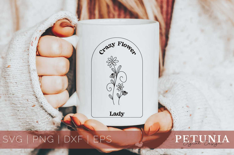 Crazy Flower Lady SVG | Boho SVG Files For Cricut SVG Petunia Digital Design 