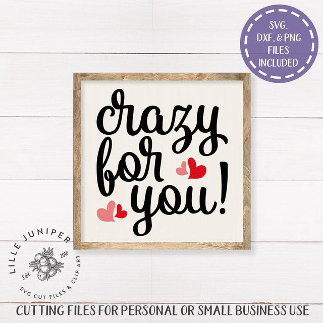 Crazy For You SVG | Valentine's Day svg | Farmhouse Sign Design SVG LilleJuniper 