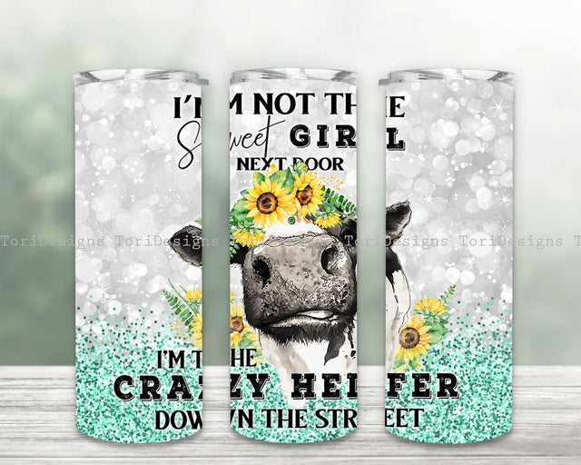 Crazy Heifer 20oz Tumbler Wrap PNG Digital Download, Crazy Cow Tumbler, Not Today Heifer, Highland Cow Tumbler Sublimation ToriDesigns 