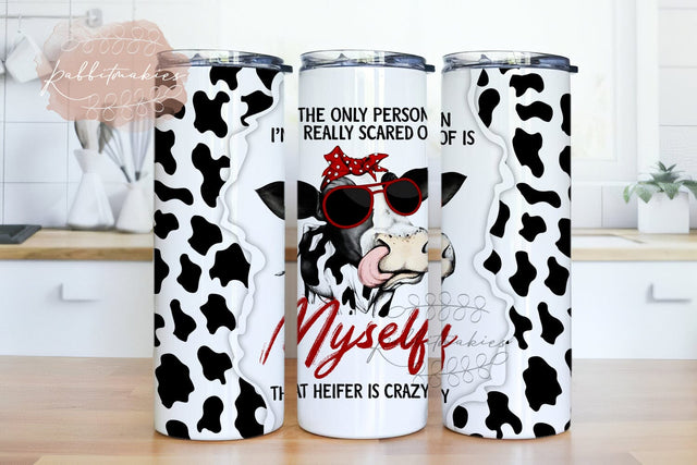 Crazy Heifer Cow Print Tumbler, I'm The Crazy Heifer 20 Oz Skinny Tumbler Wrap Sublimation Sublimation Rabbitmakies 