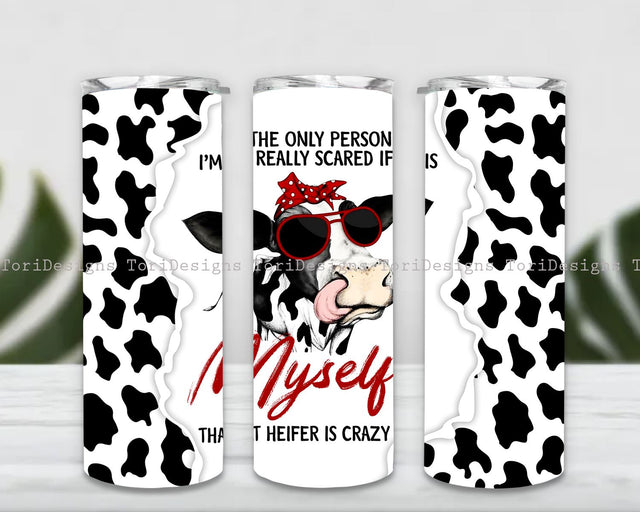 Crazy Heifer Tumbler Png, Crazy Cow 20oz Skinny Tumbler PNG Sublimation ToriDesigns 