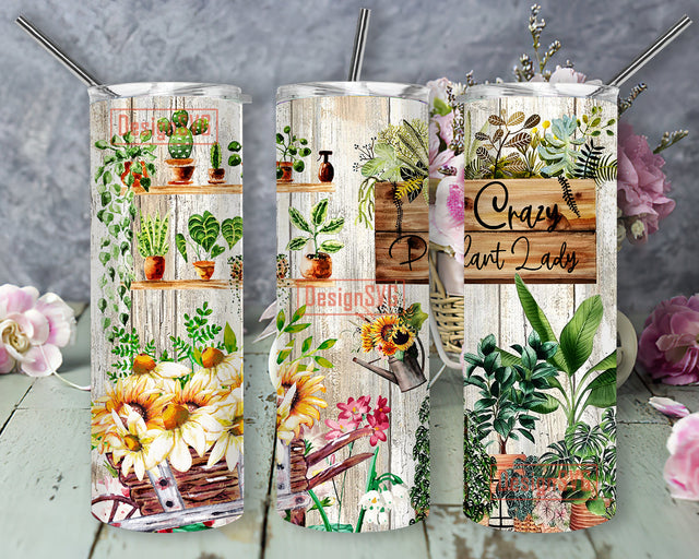 Crazy Plant Lady Tumbler Design, Plant 20oz Skinny Tumbler Sublimation Wrap Designs Sublimation DesignSVG 