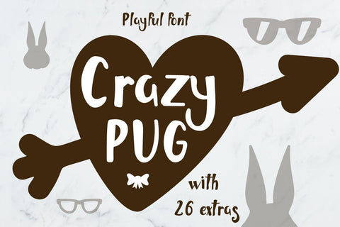 Crazy Pug font with extra designs for Valentine, Mardi Gras and Easter Font Illustrator Guru 