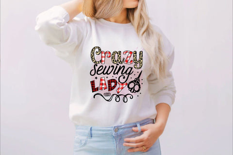 Crazy Sewing lady Sublimation SVGArt 