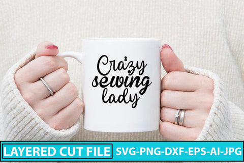 Crazy Sewing Lady SVG Cut File SVG Syaman 