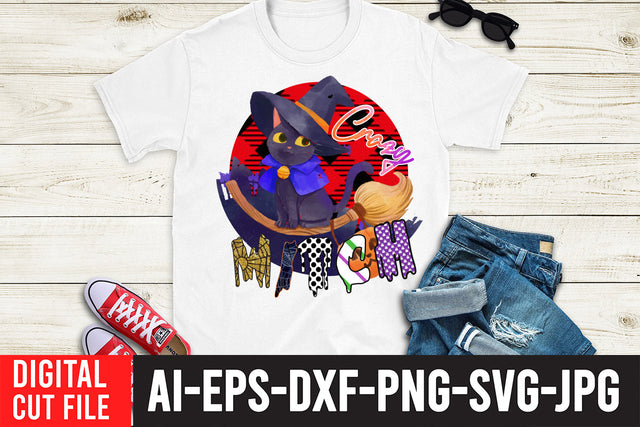Crazy Witch Sublimation Design SVG BlackCatsMedia 