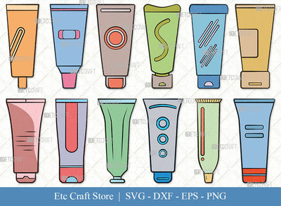 Cream Tube SVG, Cream Tube Clipart, Tube Icon Svg, Cream Bottle Svg, Lotion Bottle Svg, Squeeze Tube Svg, Toothpaste Tube Svg, Tube Bundle SVG ETC Craft 