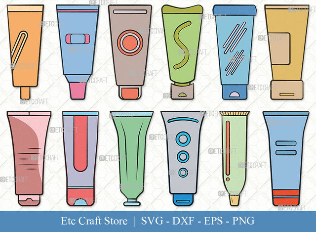 Cream Tube SVG, Cream Tube Clipart, Tube Icon Svg, Cream Bottle Svg, Lotion Bottle Svg, Squeeze Tube Svg, Toothpaste Tube Svg, Tube Bundle SVG ETC Craft 