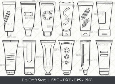 Cream Tube SVG, Cream Tube Outline, Tube Icon Svg, Cream Bottle Svg, Lotion Bottle Svg, Squeeze Tube Svg, Toothpaste Tube Svg, Tube Bundle SVG ETC Craft 