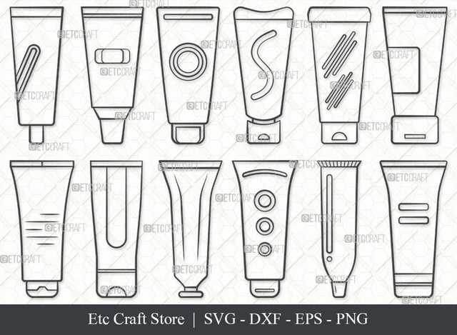 Cream Tube SVG, Cream Tube Outline, Tube Icon Svg, Cream Bottle Svg, Lotion Bottle Svg, Squeeze Tube Svg, Toothpaste Tube Svg, Tube Bundle SVG ETC Craft 
