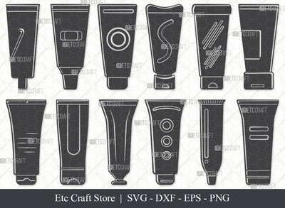 Cream Tube SVG, Cream Tube Silhouette, Tube Icon Svg, Cream Bottle Svg, Lotion Bottle Svg, Squeeze Tube Svg, Toothpaste Tube Svg, Tube Bundle SVG ETC Craft 