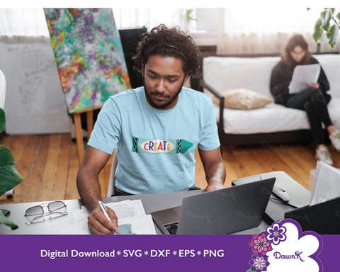 Create - Crayon, Teal, Blue, Artist, Draw, Inspire, Back to School SVG SVG DawnKDesigns 