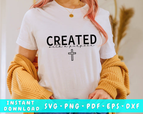 Created With A Purpose SVG, Christian Quote SVG SVG HappyDesignStudio 