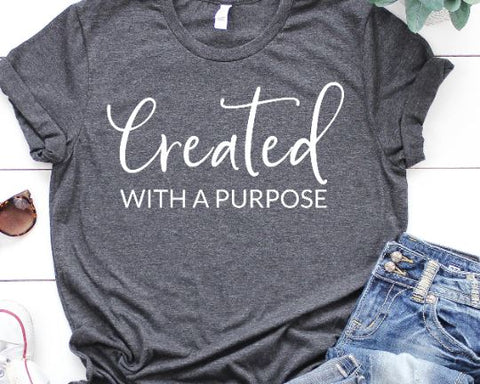 Created With A Purpose SVG - Christian SVG - Bible Verse SVG SVG She Shed Craft Store 