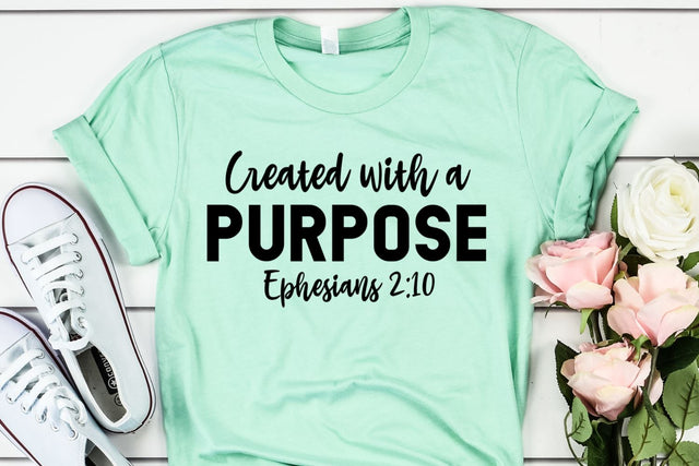 Created With A Purpose SVG - Faith SVG - Bible Verse SVG SVG She Shed Craft Store 