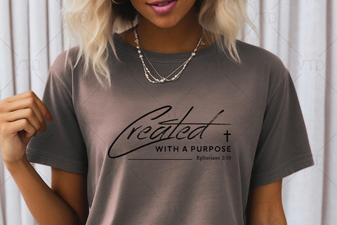 Created With A Purpose Svg Png Files, Christian Svg, Faith Svg, Bible Verse Svg, Inspirational Svg, God Svg, Christian Shirt Svg SVG DesignDestine 