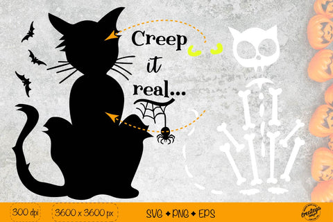 Creep it real SVG Black cat Halloween quote for t shirt SVG Createya Design 