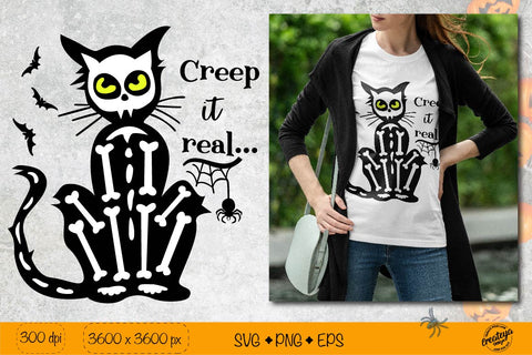 Creep it real SVG Black cat Halloween quote for t shirt SVG Createya Design 