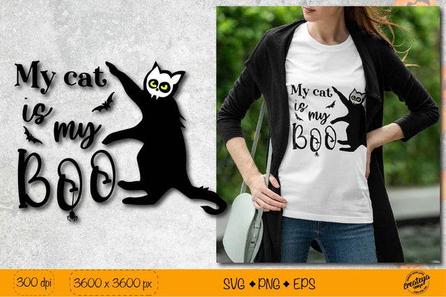 Creepy Black cat SVG| BOO SVG Halloween quote SVG Createya Design 