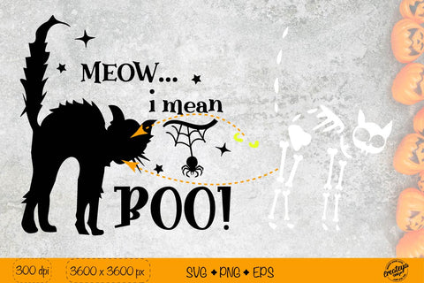 Creepy Black cat SVG| BOO SVG Halloween quote SVG Createya Design 