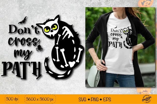 Creepy Black cat SVG| Spooky SVG Halloween quote SVG Createya Design 